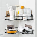 Stainless Steel Bathroom Corner Shelf Black Double Tier