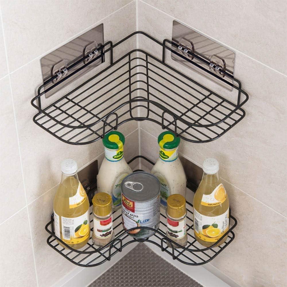 Stainless Steel Bathroom Corner Shelf Black Double Tier