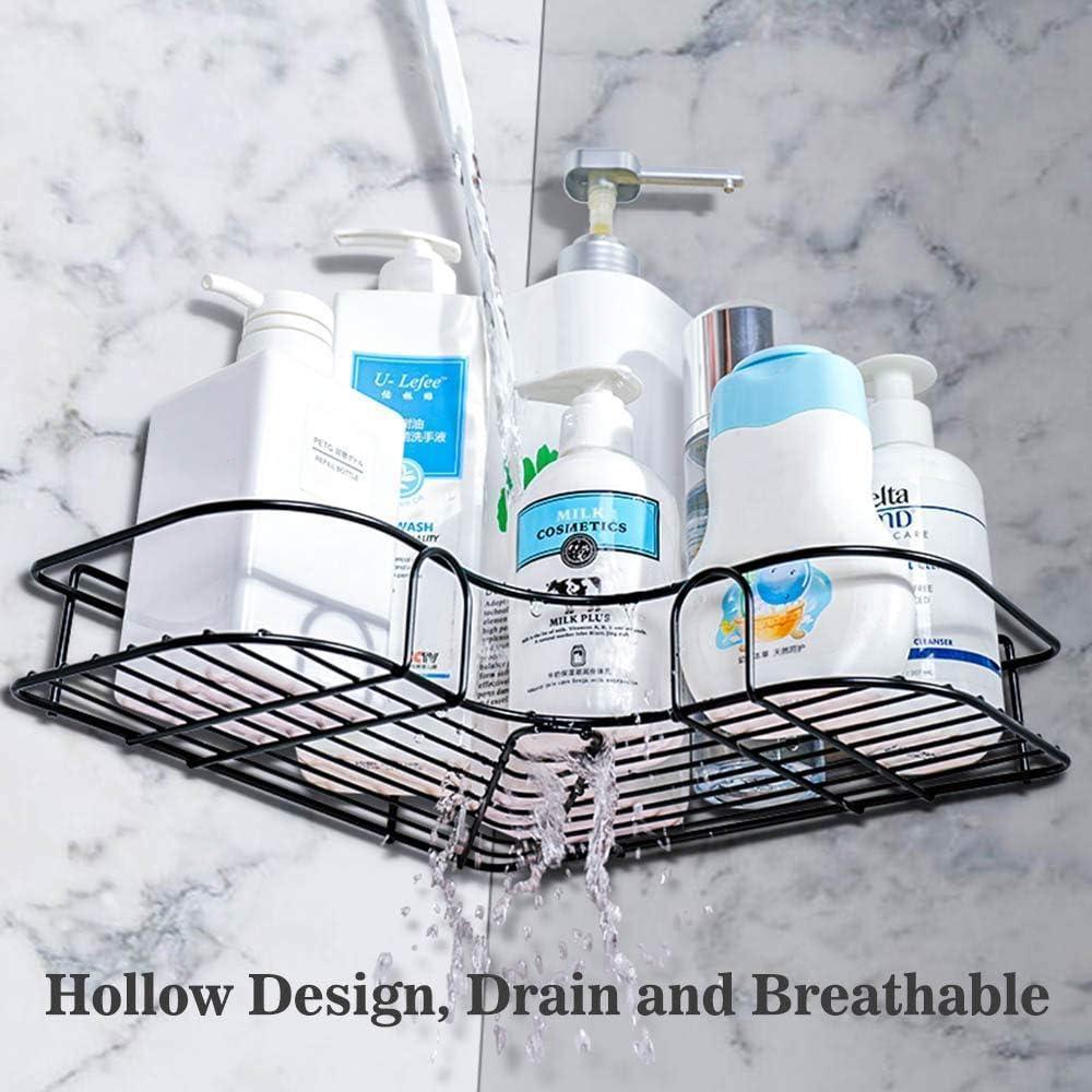 Stainless Steel Bathroom Corner Shelf Black Double Tier