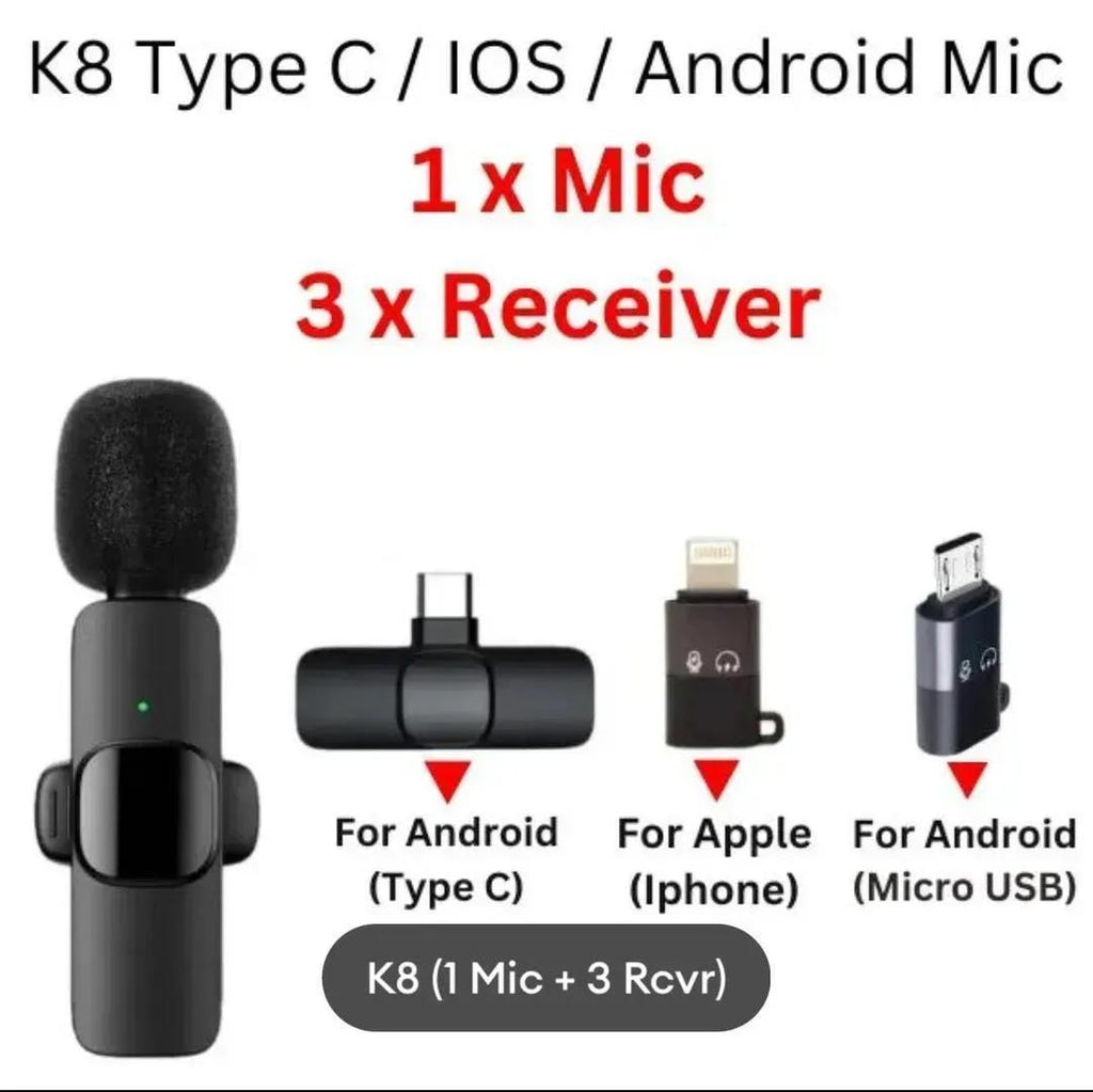 K8 Wireless 3-in-1 Microphone with Noise Reduction
