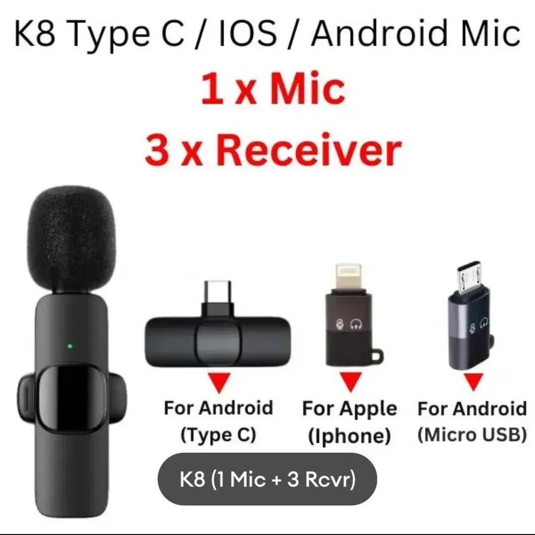 K8 Wireless 3-in-1 Microphone with Noise Reduction