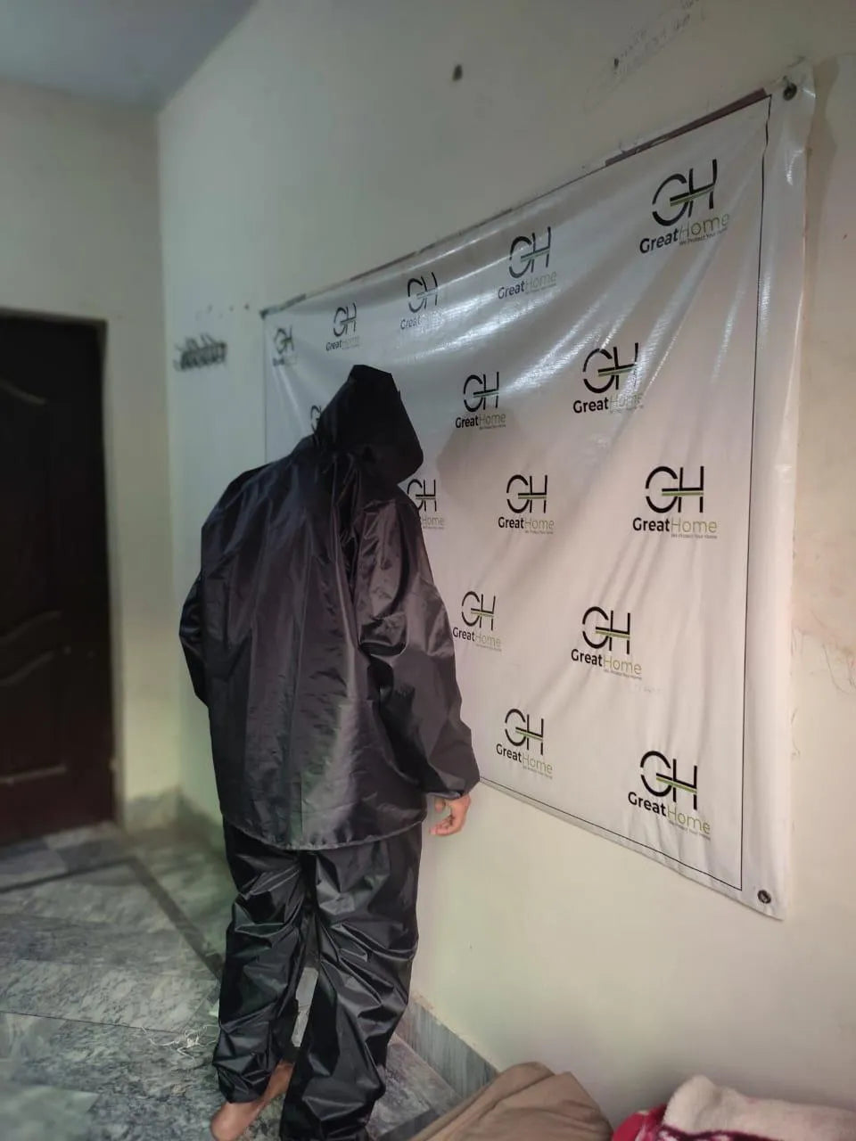 Waterproof Men's Rain Suit Black Full Body