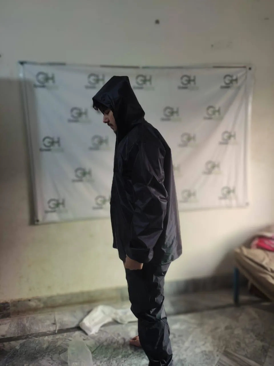 Waterproof Men's Rain Suit Black Full Body