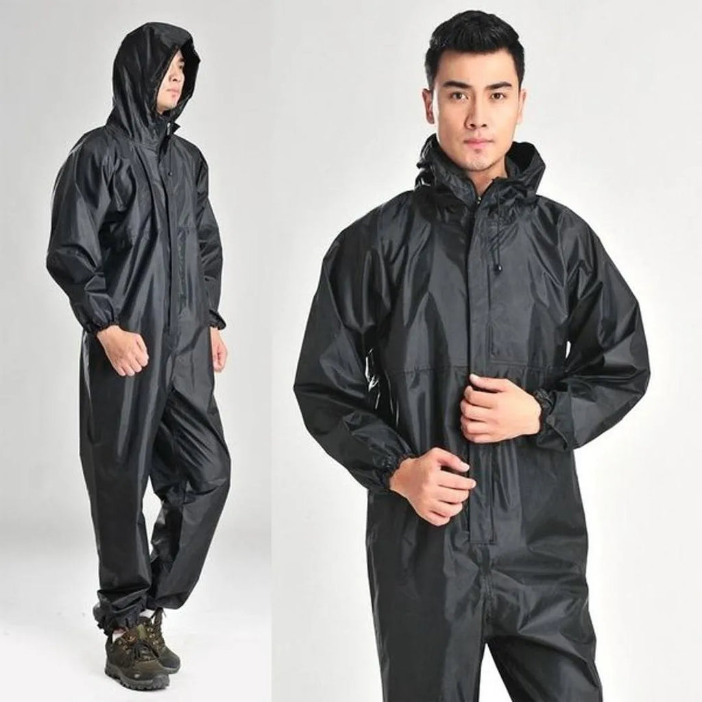 Waterproof Men's Rain Suit Black Full Body