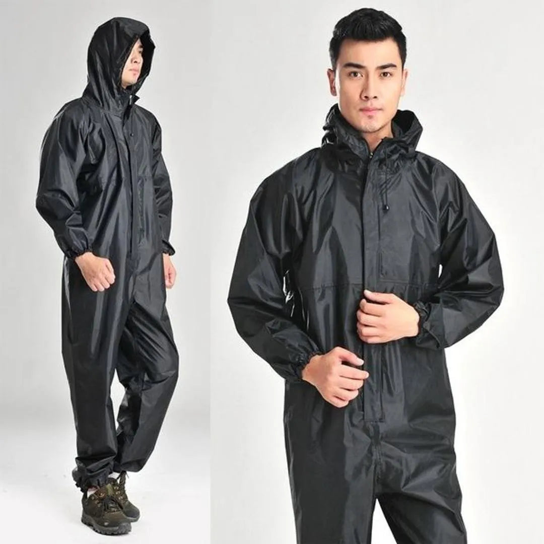Waterproof Men's Rain Suit Black Full Body