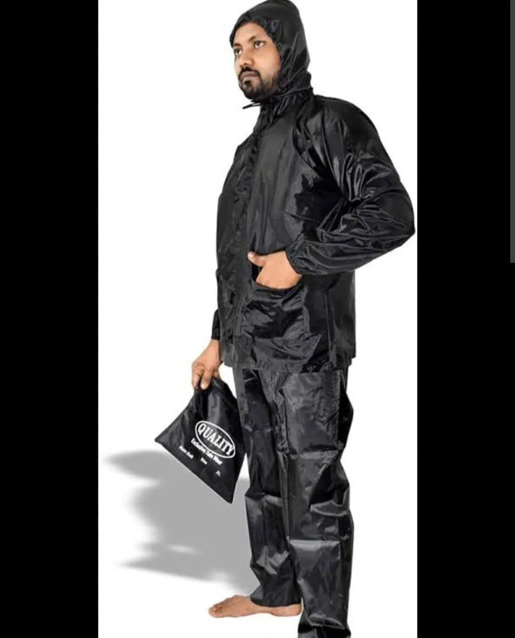 Waterproof Men's Rain Suit Black Full Body