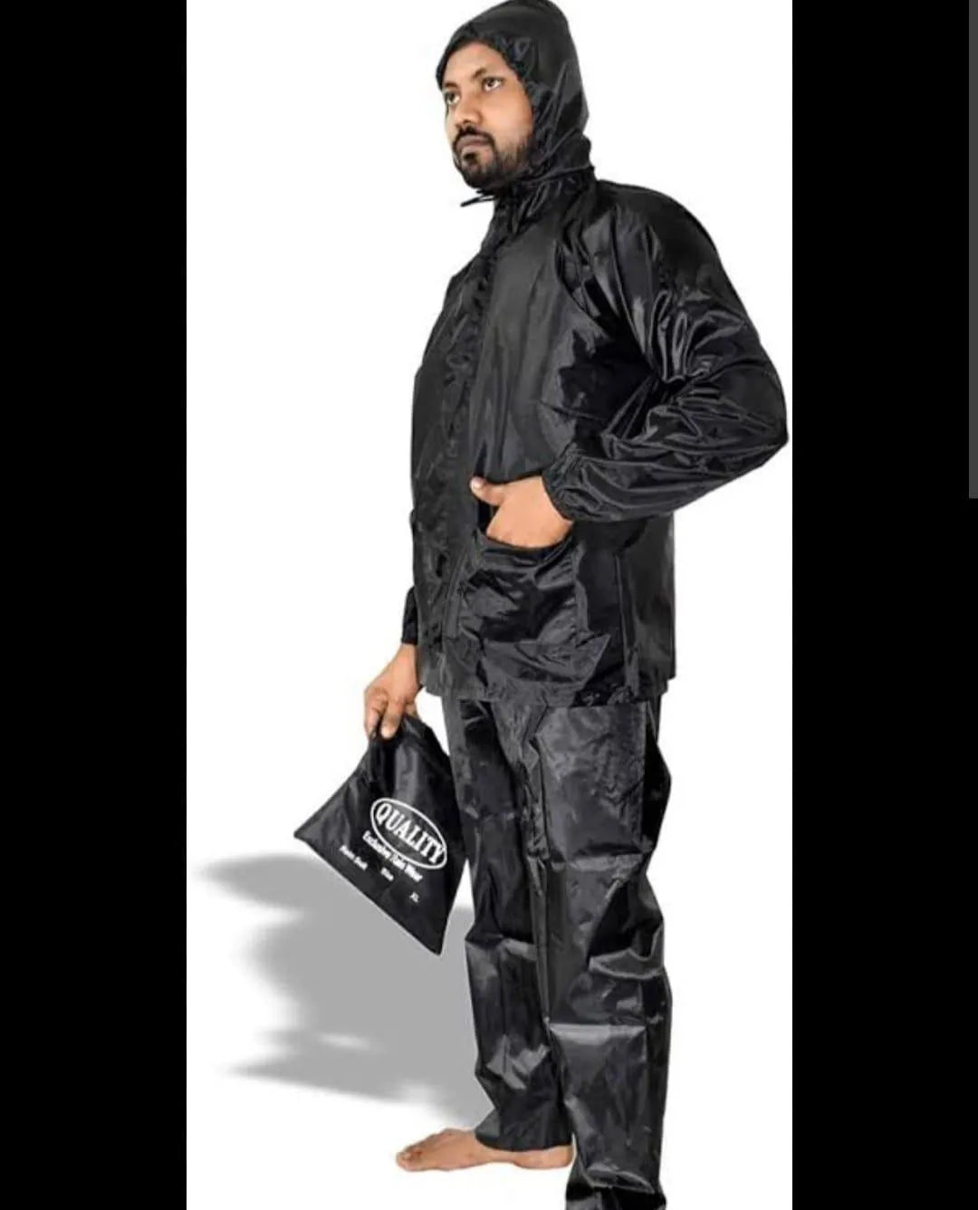 Waterproof Men's Rain Suit Black Full Body