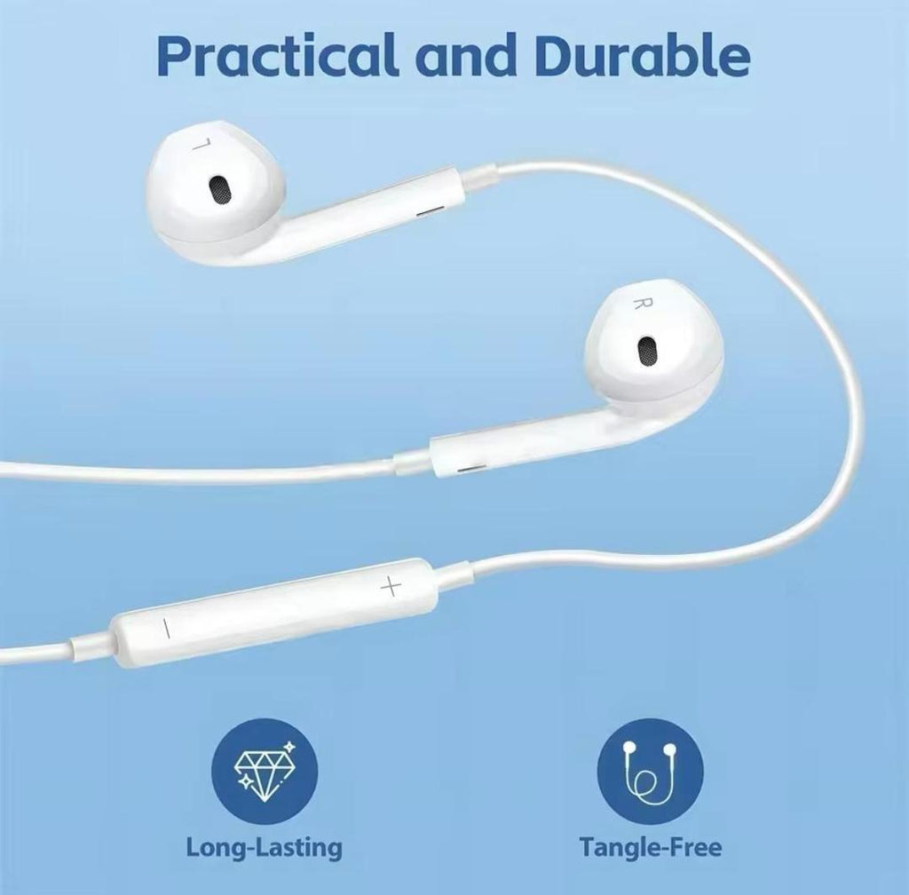 White Earphones USB-C with Mic & Comfortable