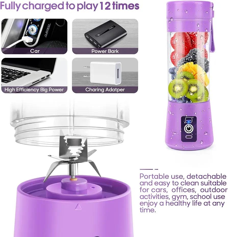 Purple Electric Juicer Blender for Home & Travel
