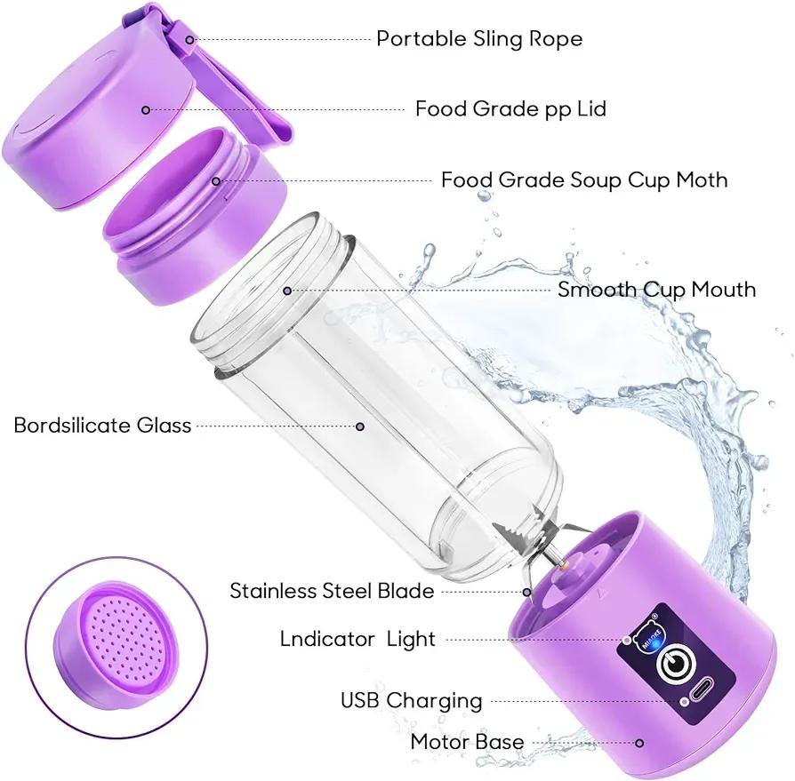 Purple Electric Juicer Blender for Home & Travel