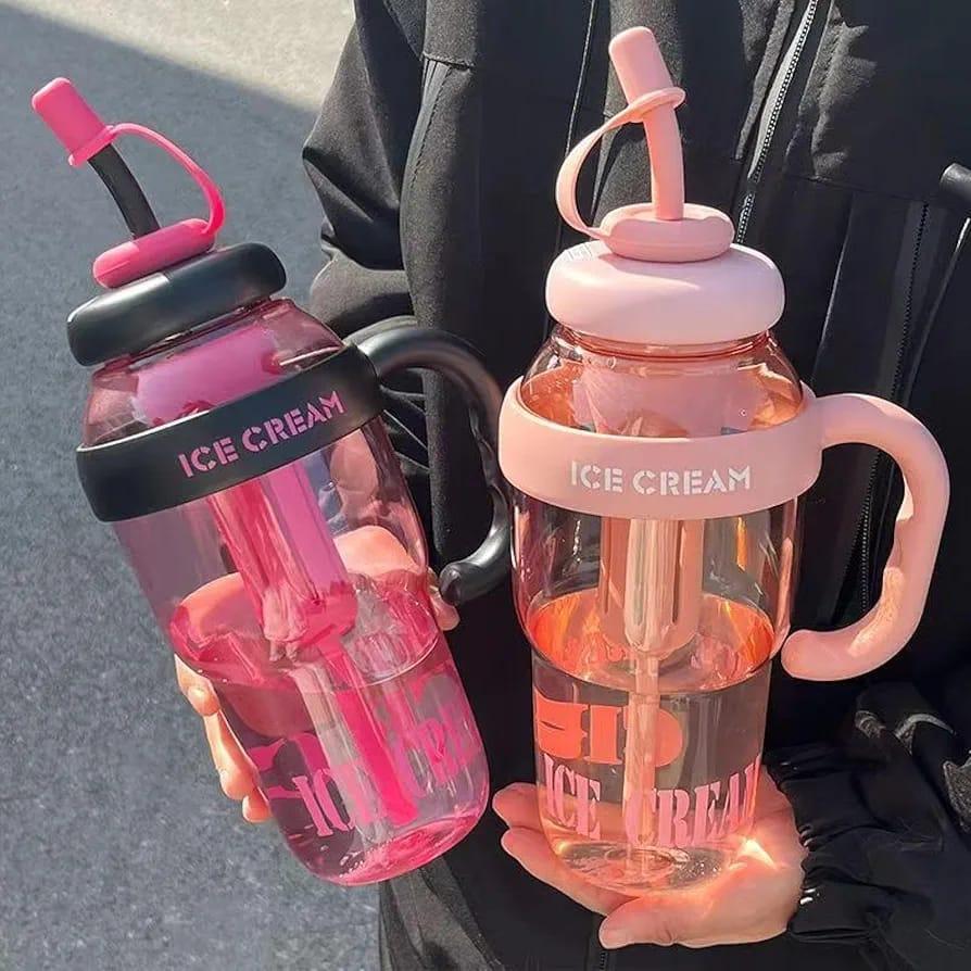 Insulated Water Bottle Pink Black ABS Plastic