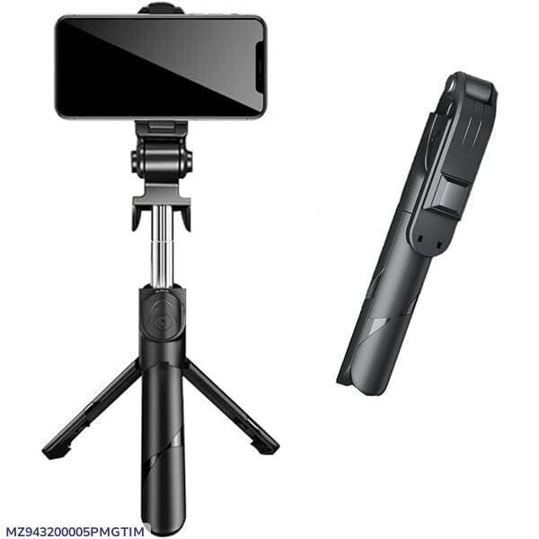 Black Foldable Selfie Stick with LED & Bluetooth