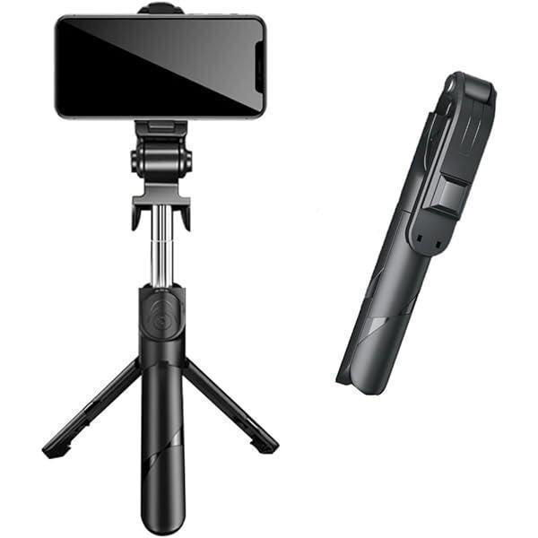 Black Foldable Selfie Stick with LED & Bluetooth